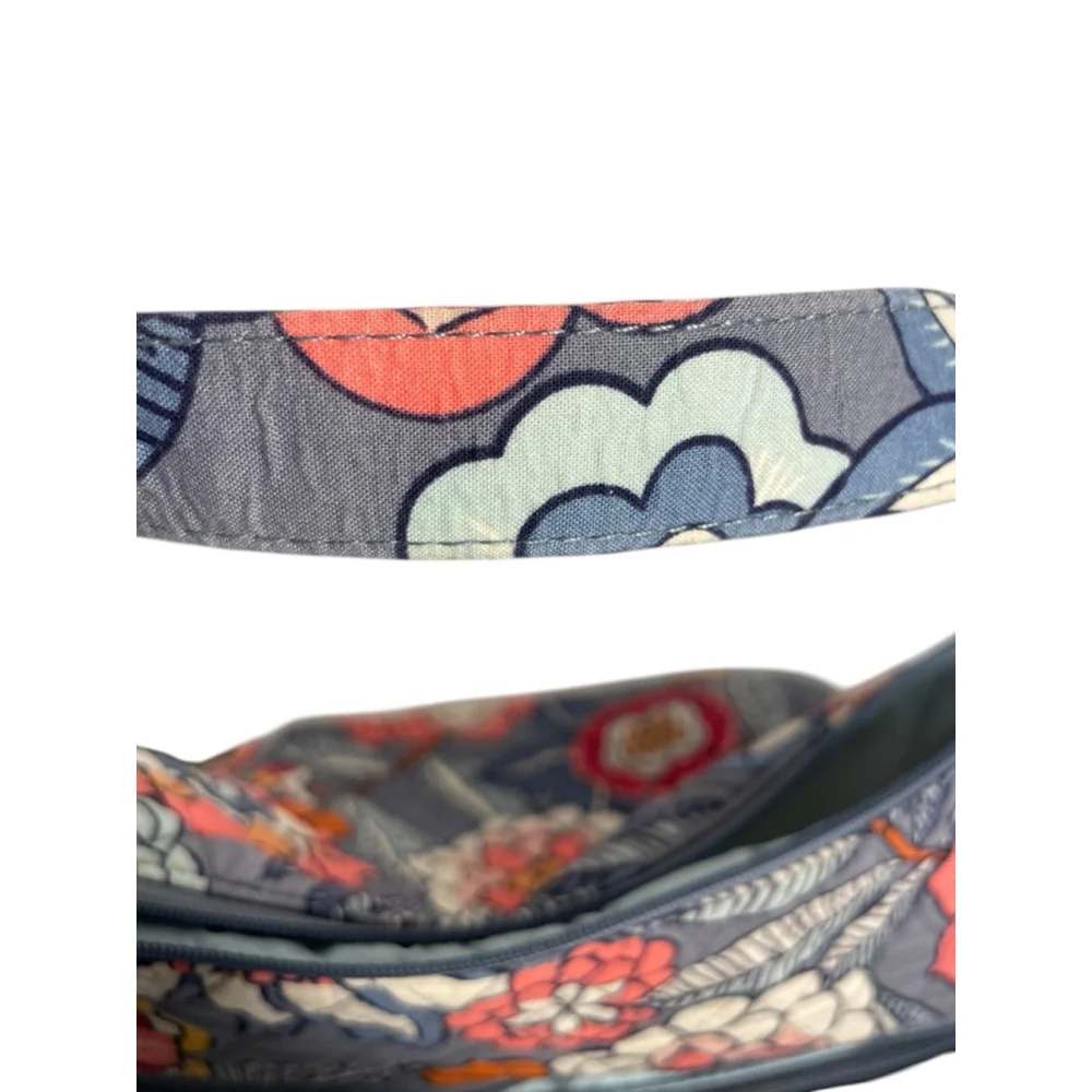 3 pc. Set Vera Bradley Shoulder /Crossbody Bag Medium Gray/Blue Floral zipper - Picture 4 of 11